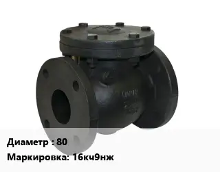 Клапан чугунный 80 16кч9нж Ру25 обратный, поворотный, подъемный 300